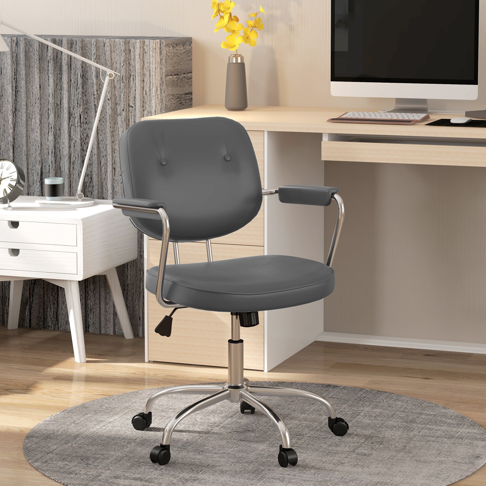 Vinsetto Bürostuhl mit Neigungsfunktion beige 60L x 60B x 92Hcm