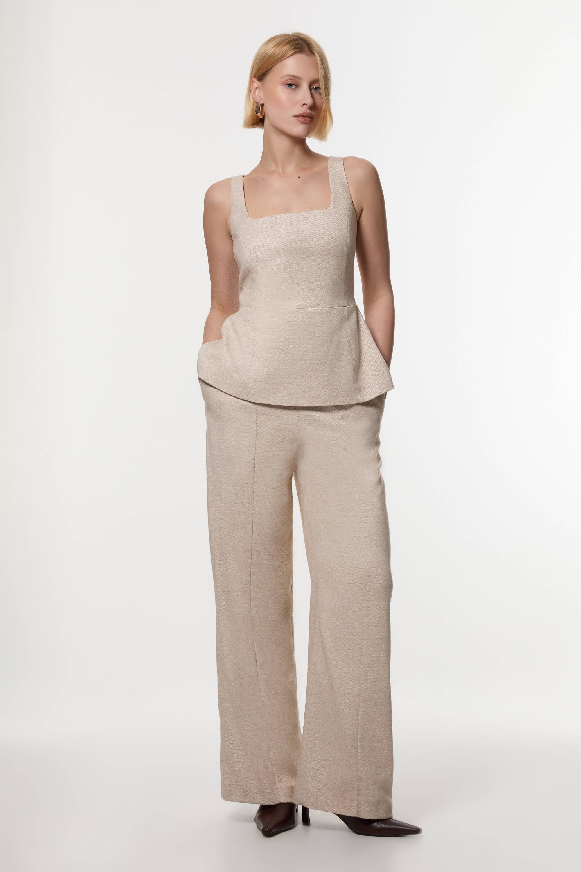 KarenMillen Combinaison tailleur à motif chevrons et jambes larges