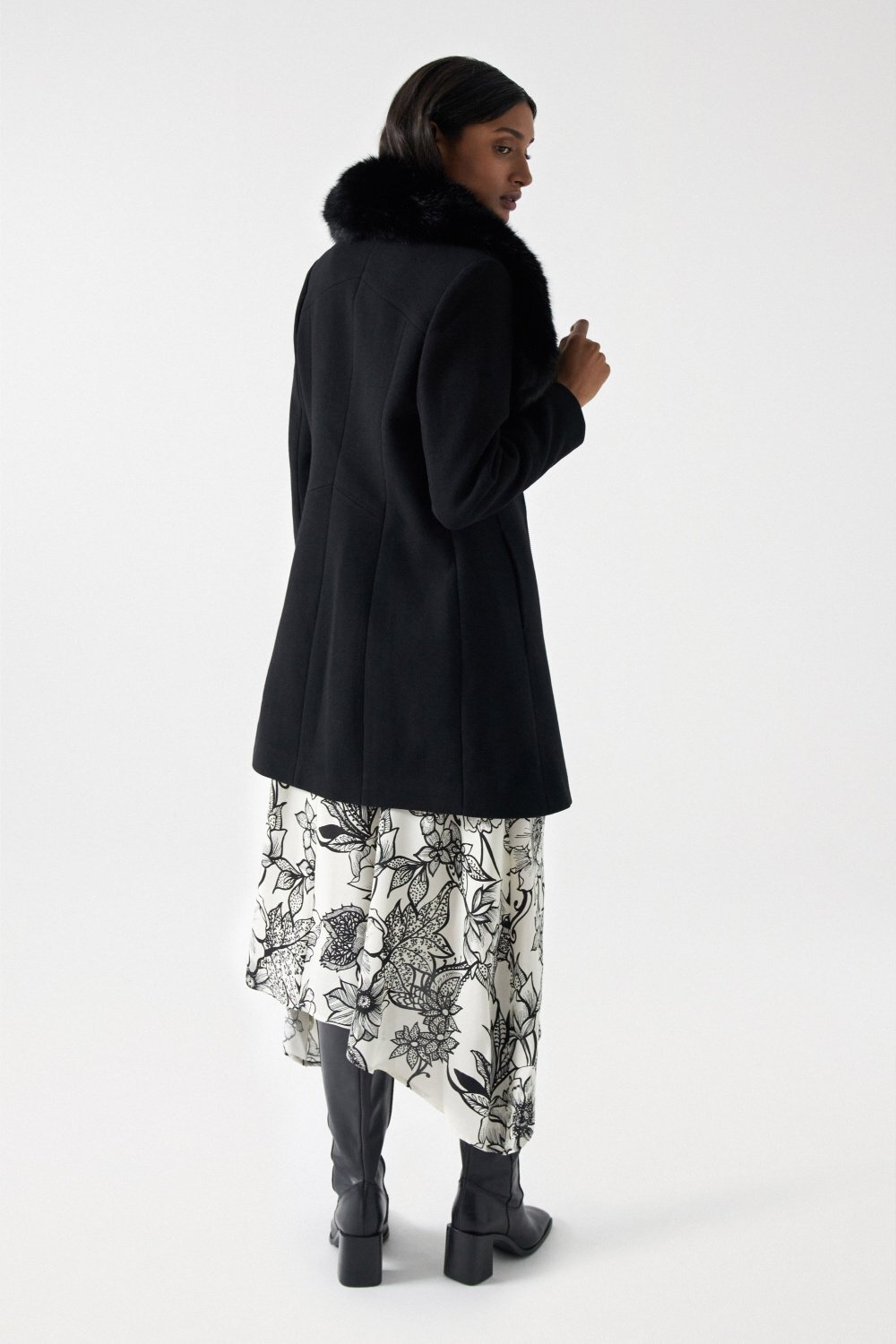 Salsa Wolljacke »Salsa Jeans Wollmantel Wool Coat With Fur Collar«