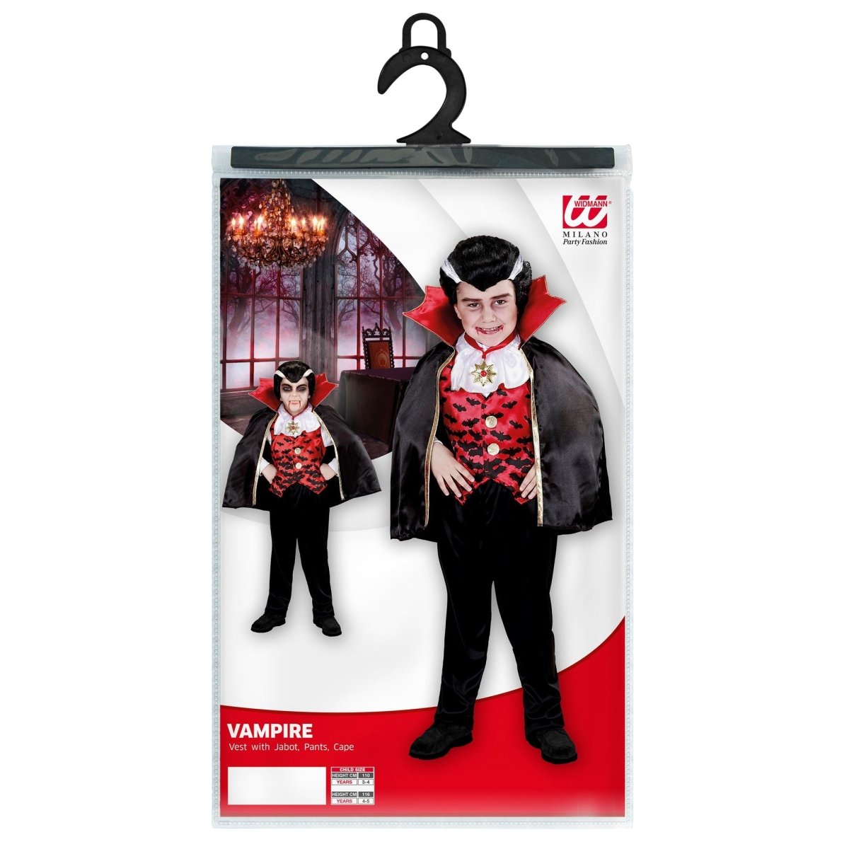 Halloween Kostuum Zwart Rood Vampier Jongen