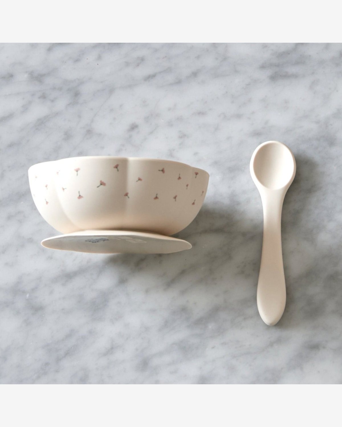 Spisesett, Skål og Skje – 100% Silikon | Poppy in Bloom Bowl and Spoon Set, Poppy Print