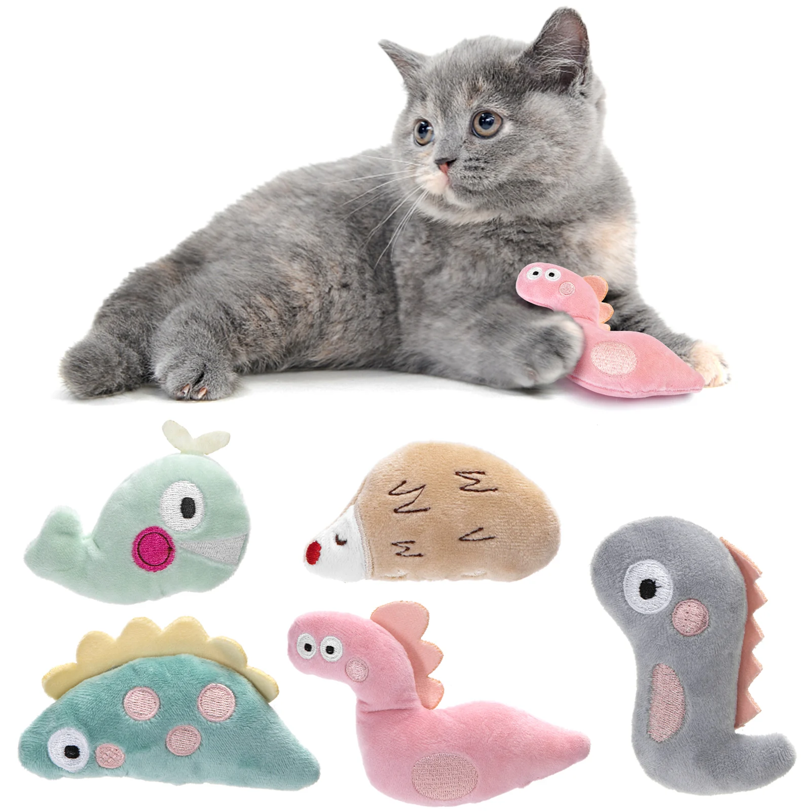 Nobleza - Brinquedos com Catnip, 5 peças de pelúcia com catnip, brinquedos macios de pelúcia para gatos, conjunto de brinquedos para gatinhos para limpeza, treinamento e brincadeiras de mordiscar.