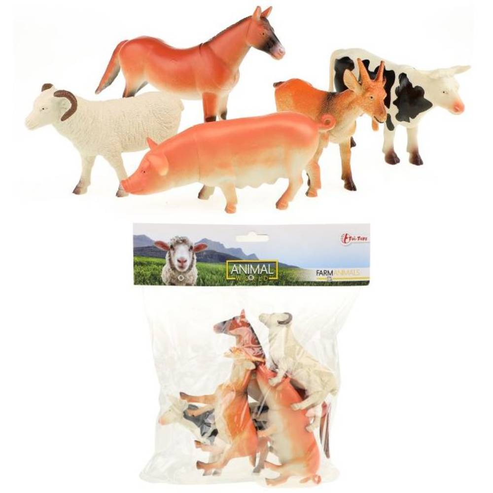 Animal World boerderijdieren in zak 5-delig