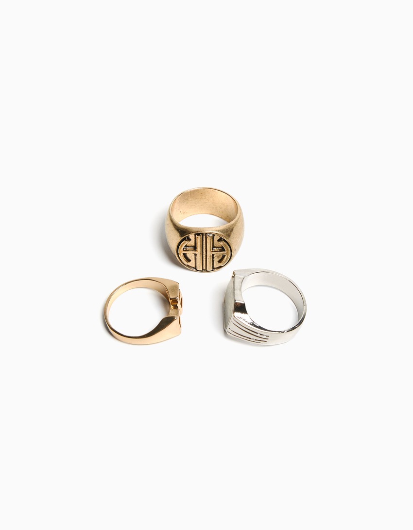 Conjunto de 3 anéis com letras e números