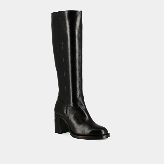 Bottes à talons  en cuir noir