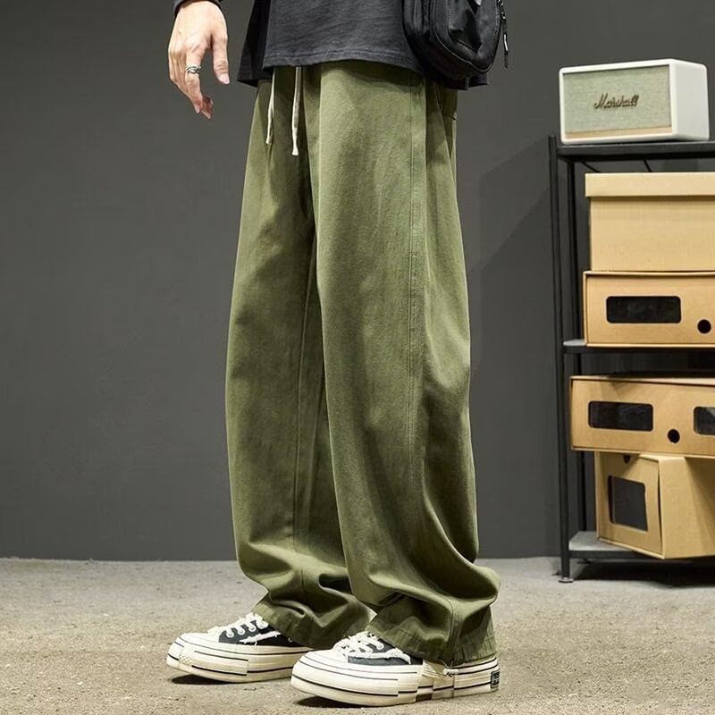 Lingaris - Mid Rise Plain Wide Leg Pants