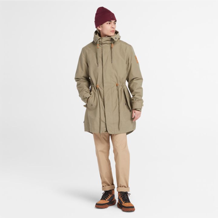 Jaqueta parka Snowdown Peak 3 em 1 com cauda de peixe, resistente à água, para homens, na cor verde.