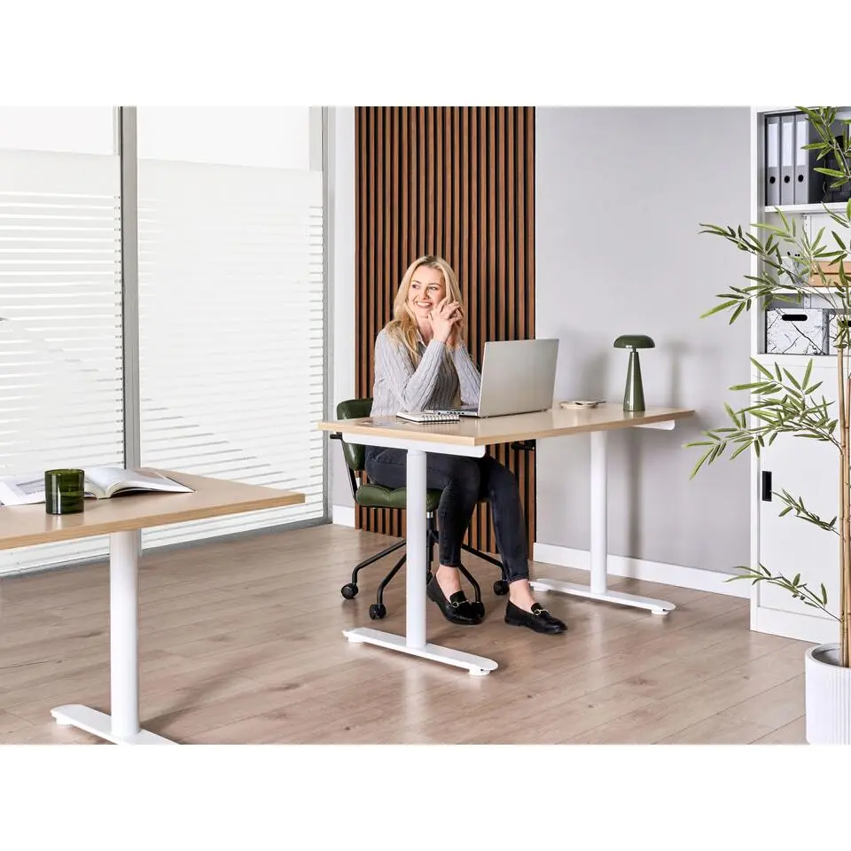 DESTINAS - Sta-bureau - Wit/Lichtbruin - 120 x 72 cm - Vezelplaat