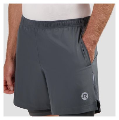 Short 2-en-1 De Running Rogelli Essential Gris Homme