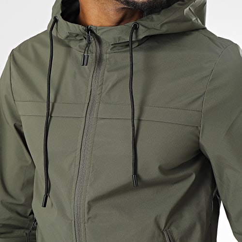 Veste Zippée Capuche Vert Kaki
