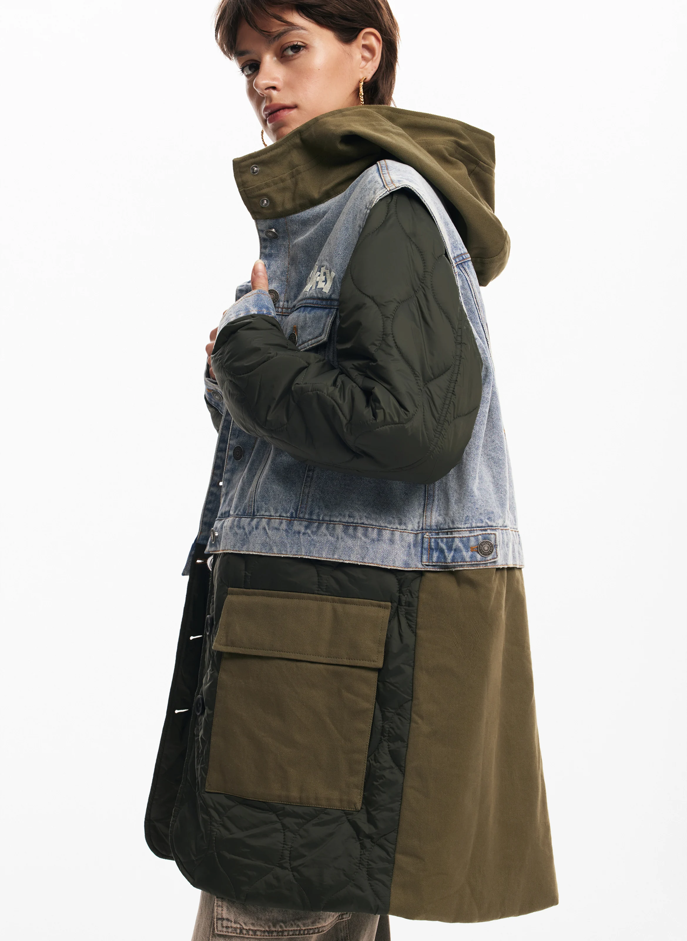 Parka hybride en coton mélangé | Vert