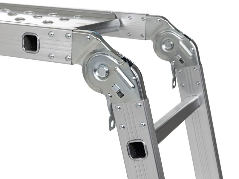 STRUCT Mehrzweckleiter StepUp 4 x 3 Sprossen Multifunktionsleiter aus Aluminium mit zwei Arbeitsplanken