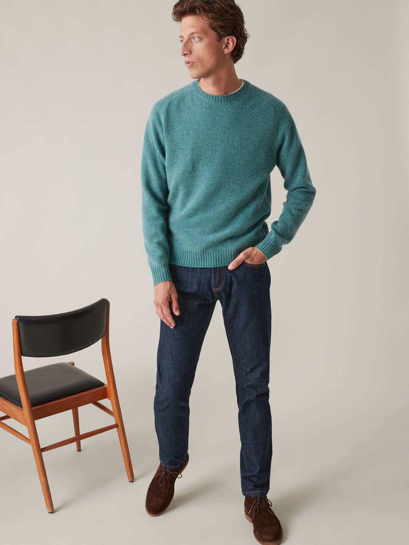 Pull col rond chiné homme