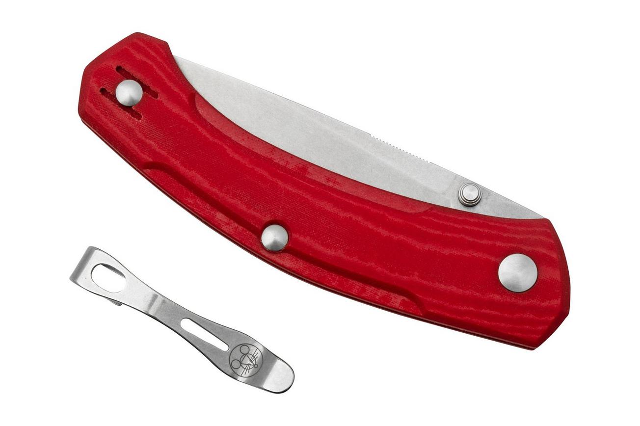 GiantMouse ACE Iona V2 Red Linen Micarta Stonewashed Magnacut, zakmes