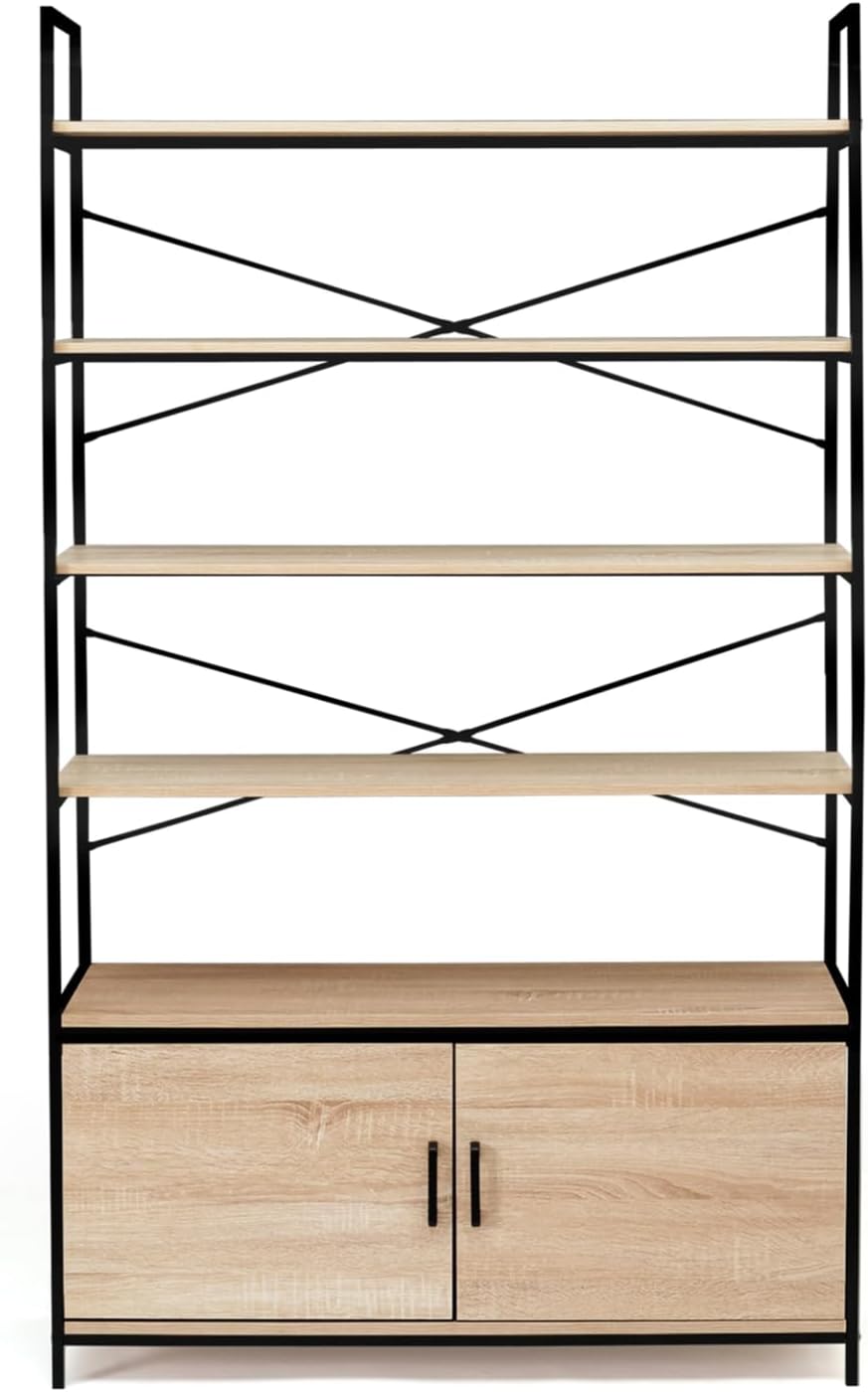 IDMarket - Regal XL 5 Ebenen mit Schrank Detroit Industriedesign 170 cm
