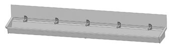 Intersan Sanilav muurwastrog m. 1-greeps wastafelkraan 300cm 5-personen RVS