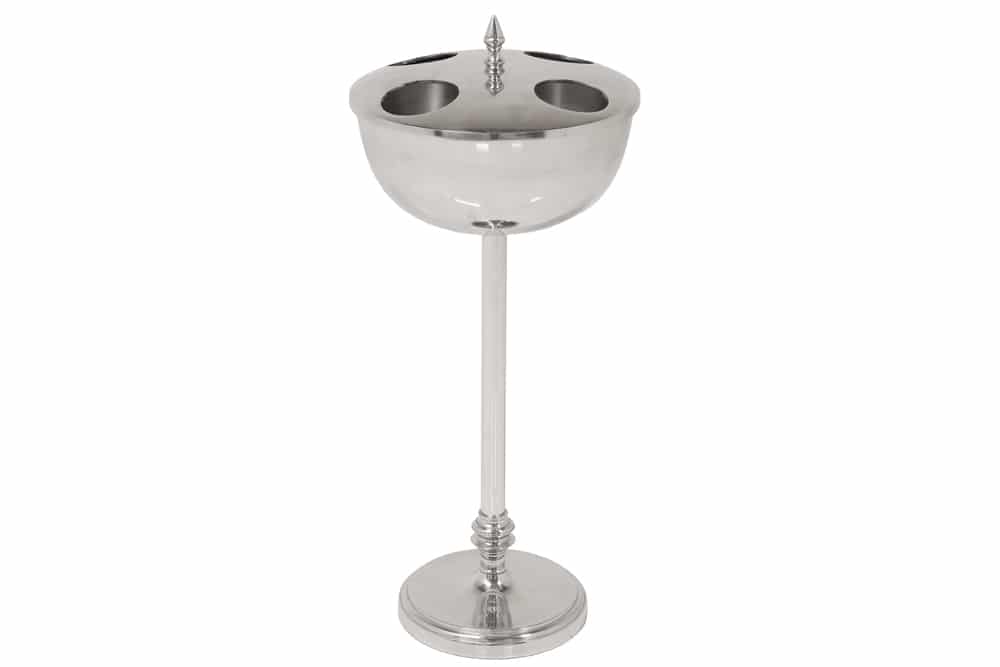 Dekorativer Weinkühler VINO 80cm silber handmade Metall Flaschenkühler Sektkühler