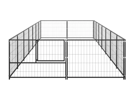 Chenil extérieur cage enclos noire 700 x 200 x 70 cm 02_0000495