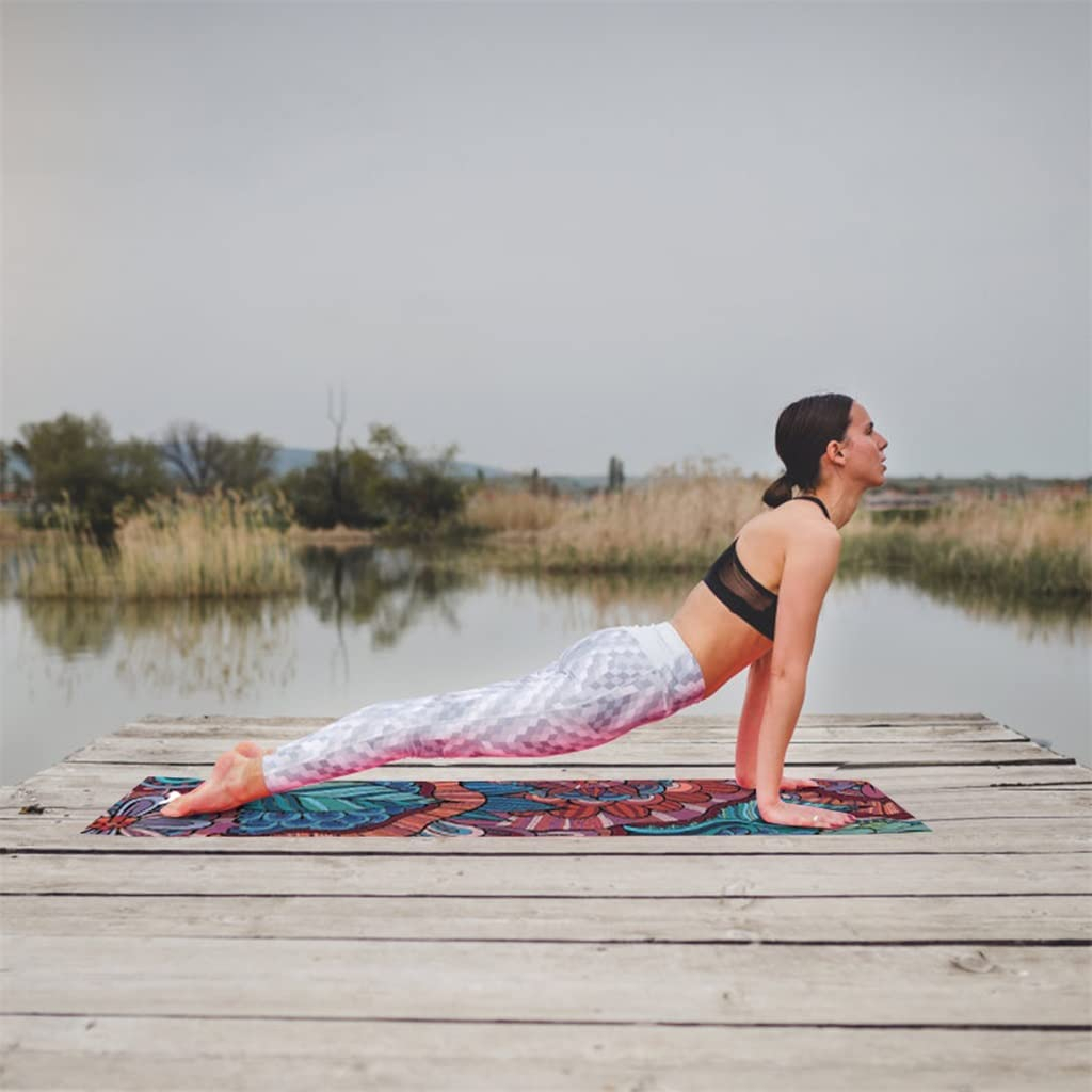 (100x30cm) Fitness Sport Mikrofaser Handtuch für Workout / Yoga / Wandern / Reisen - Blumen Bunt