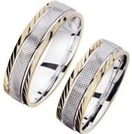 Trouwringen wit en geel goud breedte 6 mm