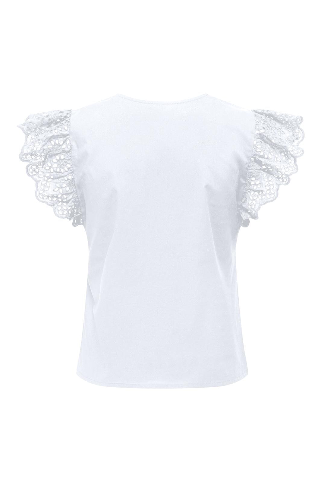 Only Onllou Life Emb S/S Frill Top 4428001 bright white