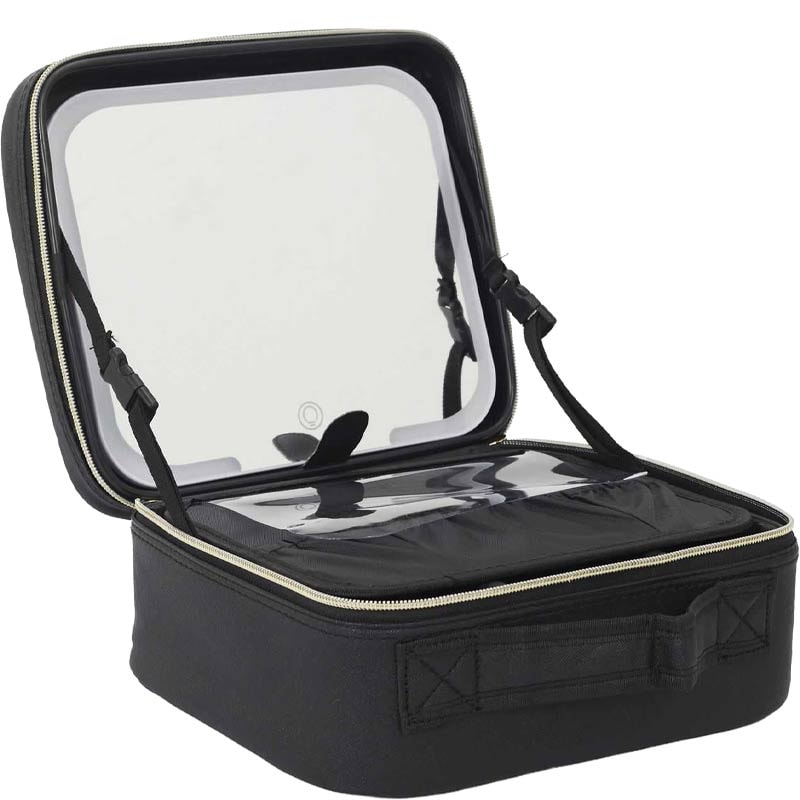 Trousse a maquillage avec miroir LED - Noir