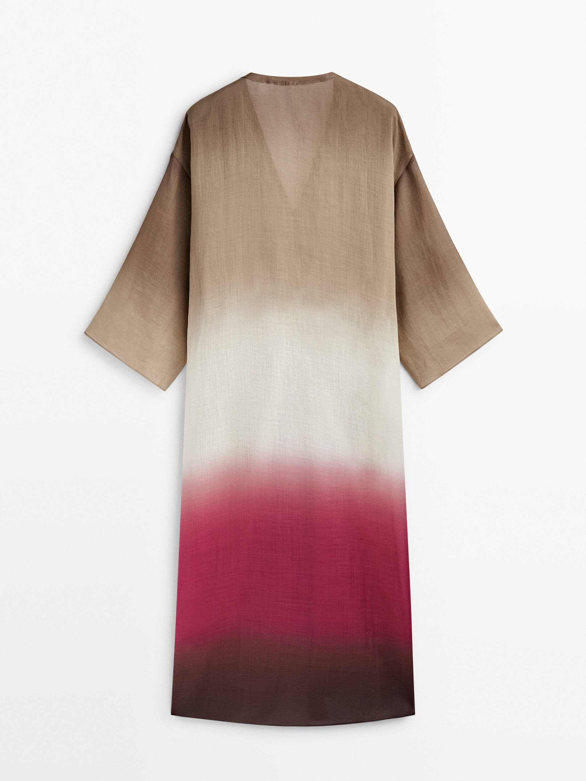 Vestido túnica nude tie-dye Ramio - FUCSIA
