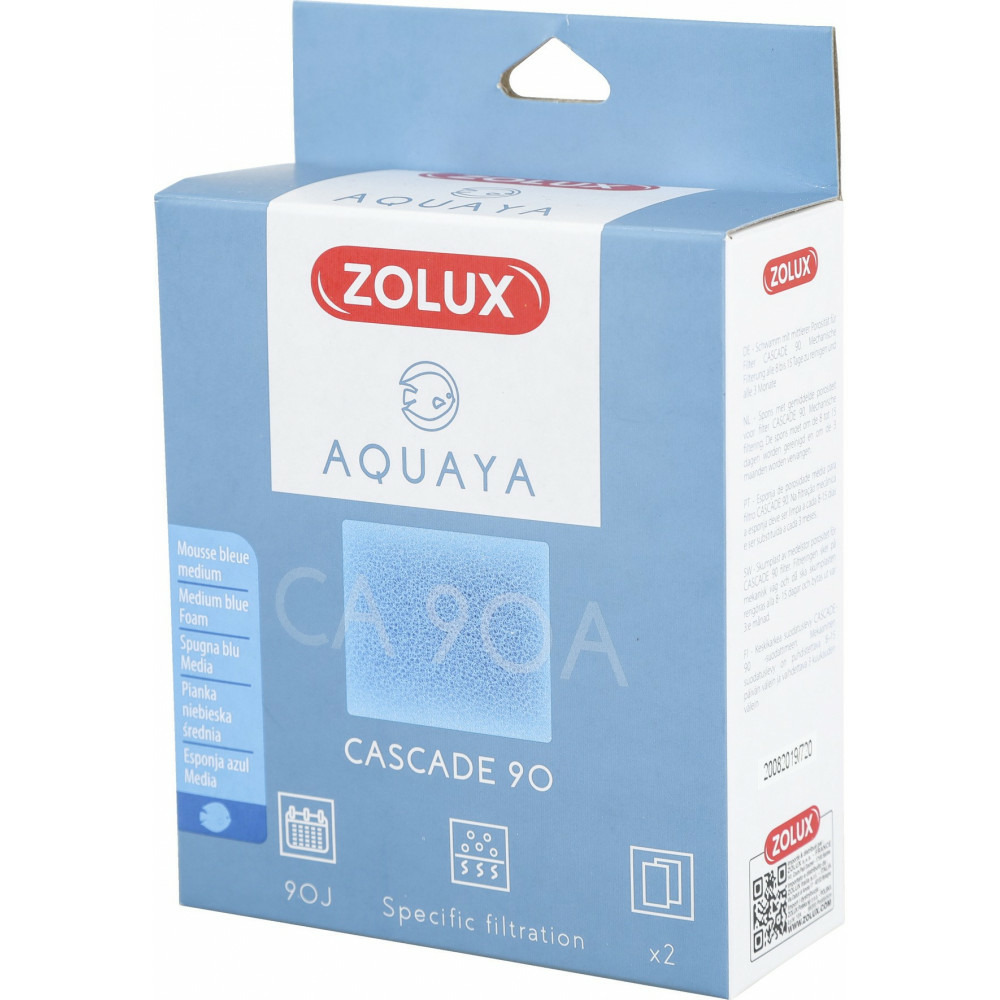 Filtre pour pompe cascade 90, filtre ca 90 a mousse bleue medium x2. Pour a