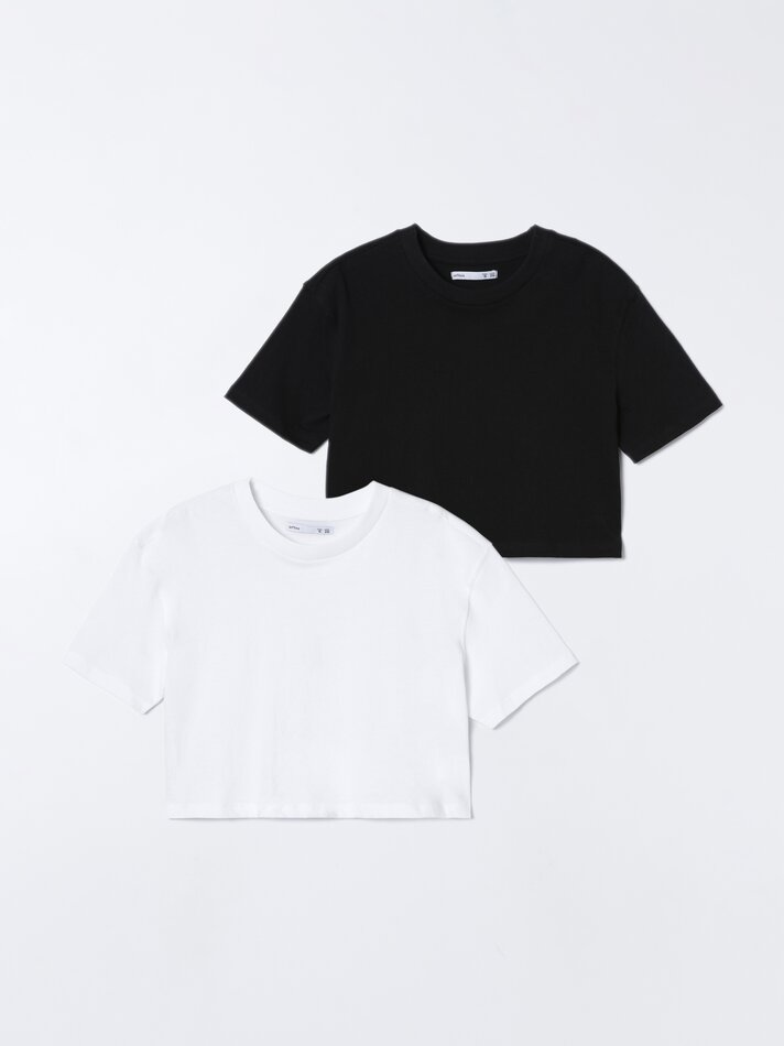 Conjunto com 2 tops cropped básicos - Branco