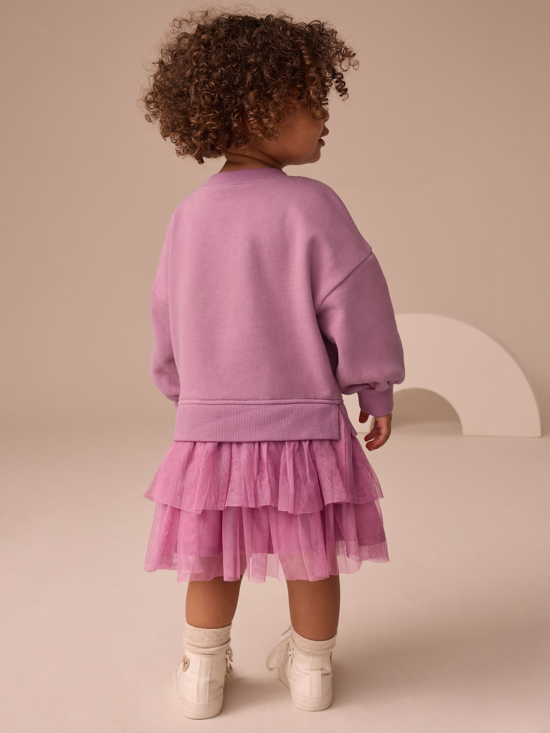 Paars met vos - Feestjurk van sweaterstof (3 mnd-7 jr)