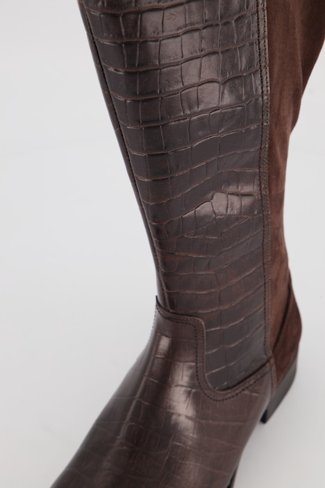 Lederstiefel, Krokoprägung, Reißverschluss, Weite H