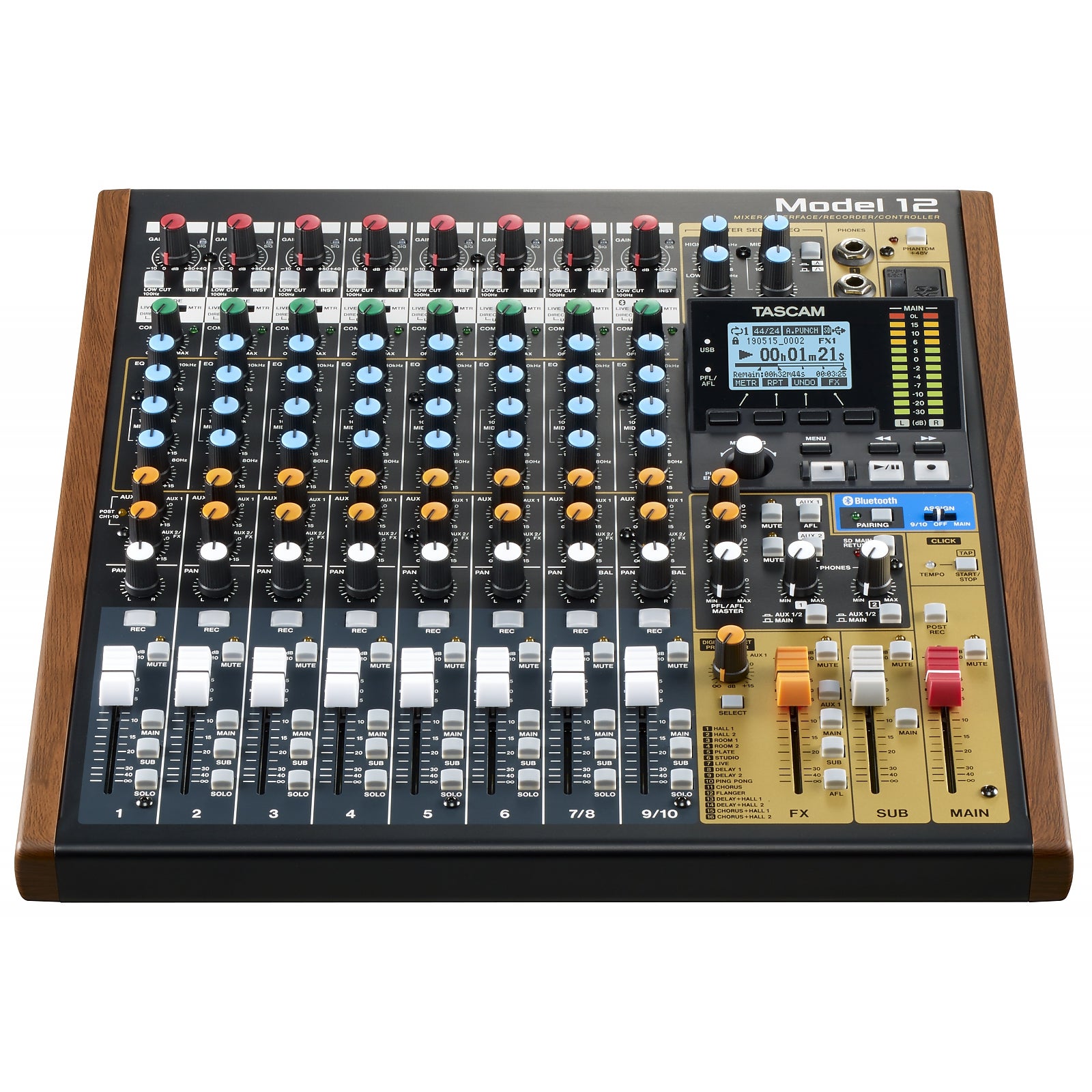 Tascam Model 12 10-kanaals mengpaneel + podcast features