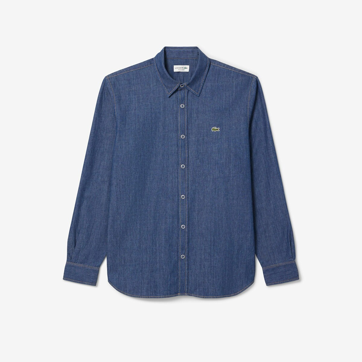 Camisa LACOSTE em denim índigo claro, corte regular
