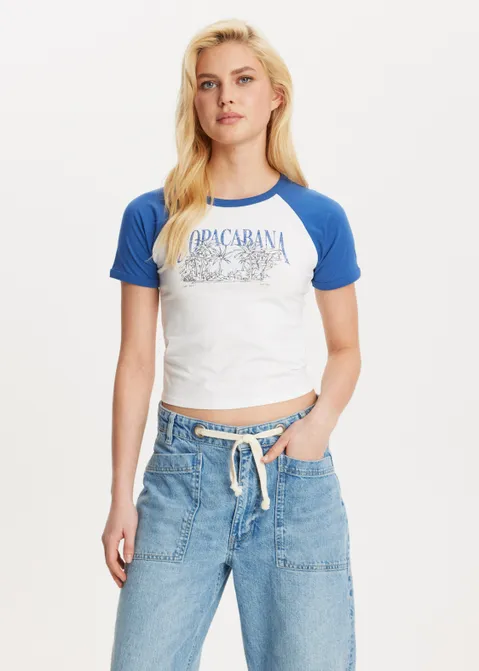 T-shirt met colorblock blauw (INDIGO)