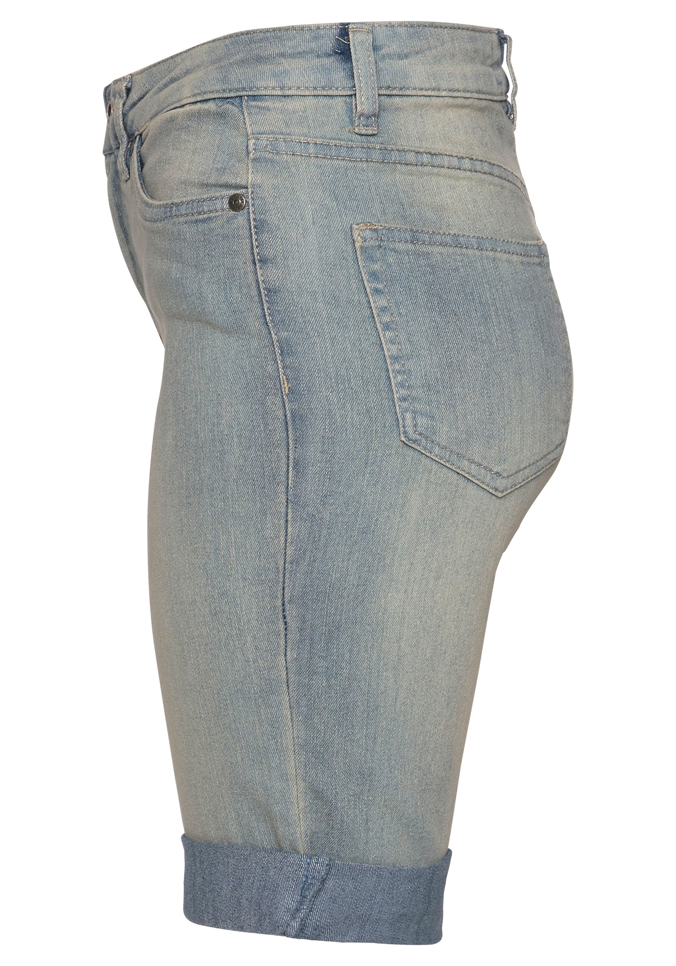 Arizona Jeansbermudas , schmale Passform,  krempelbarer Saum,  Usedwaschung,  hohe Leibhöhe