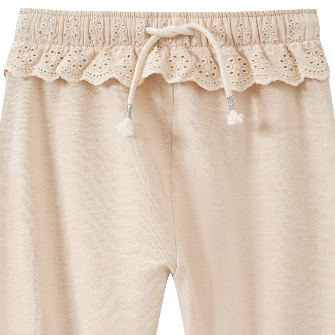 Topomini Baby Jogginghose mit Spitzen-Einsatz beige