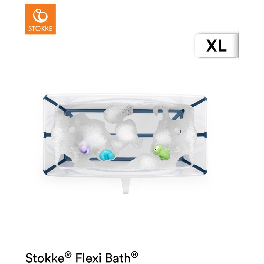 STOKKE® Badewanne Flexi Bath XL™ extra groß transparent blau mit hitzeempfindlichem Stöpsel ab der Geburt