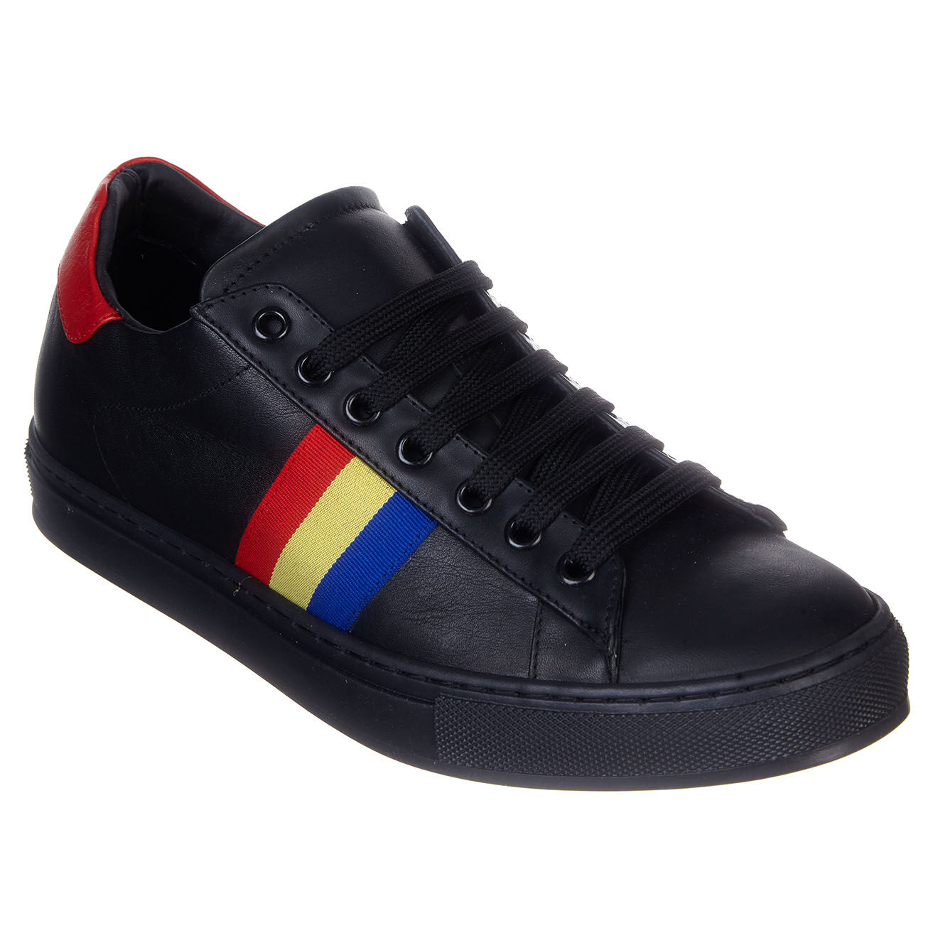 Castelbajac Baskets en Cuir noir/rouge