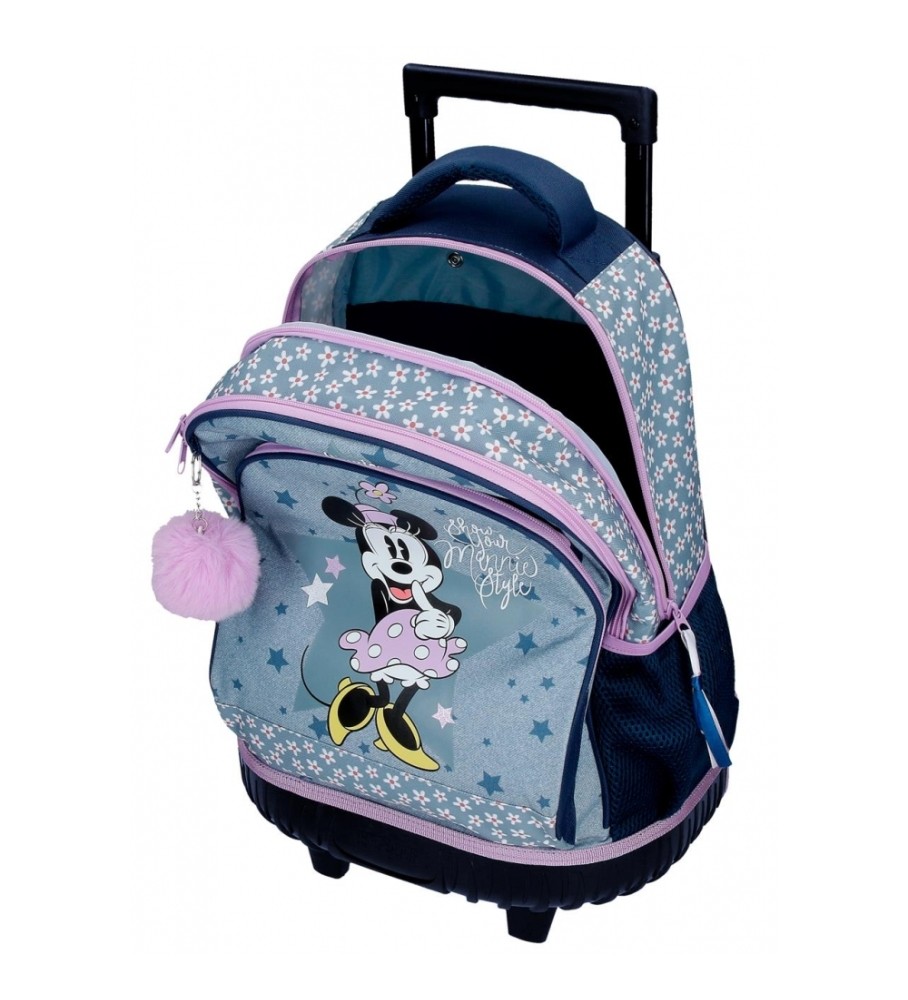 Mochila com Rodas Estilo Minnie Mouse da Disney 2R - Azul - 32x43x21cm -