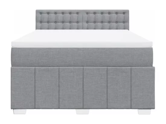 Sommier à lattes de lit avec matelas Gris clair 160x200cm Tissu