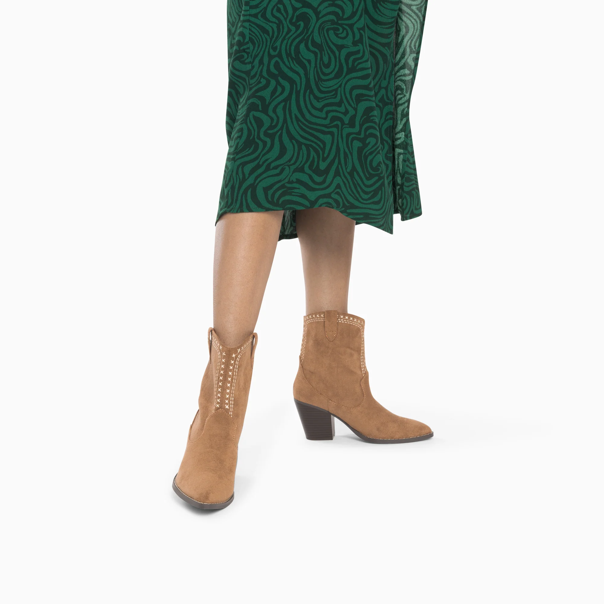 Bottines-Bottines santiags Danae montantes camel à broderies
