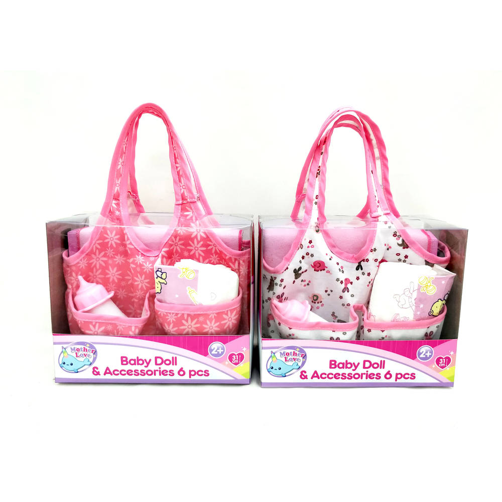 Poppenaccessoires in tasje 5-delig