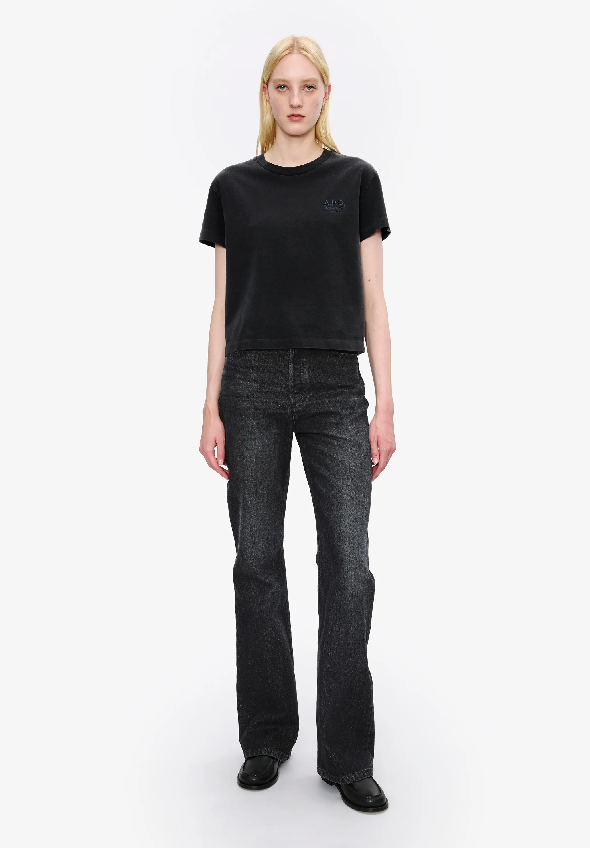t-shirt boxy rue madame GOTS - Noir/noir