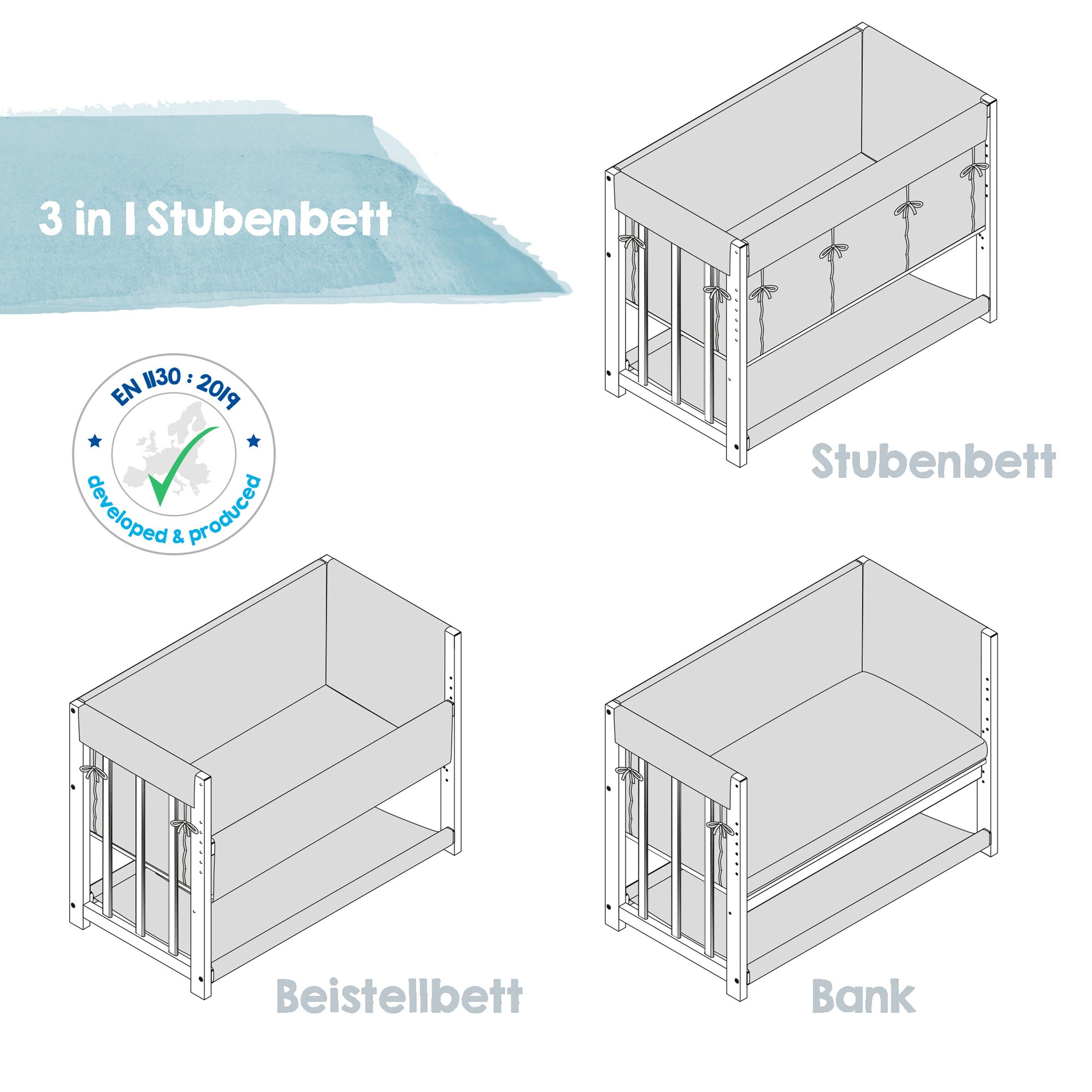 roba Stubenbett 3 in 1 Sternenzauber grau