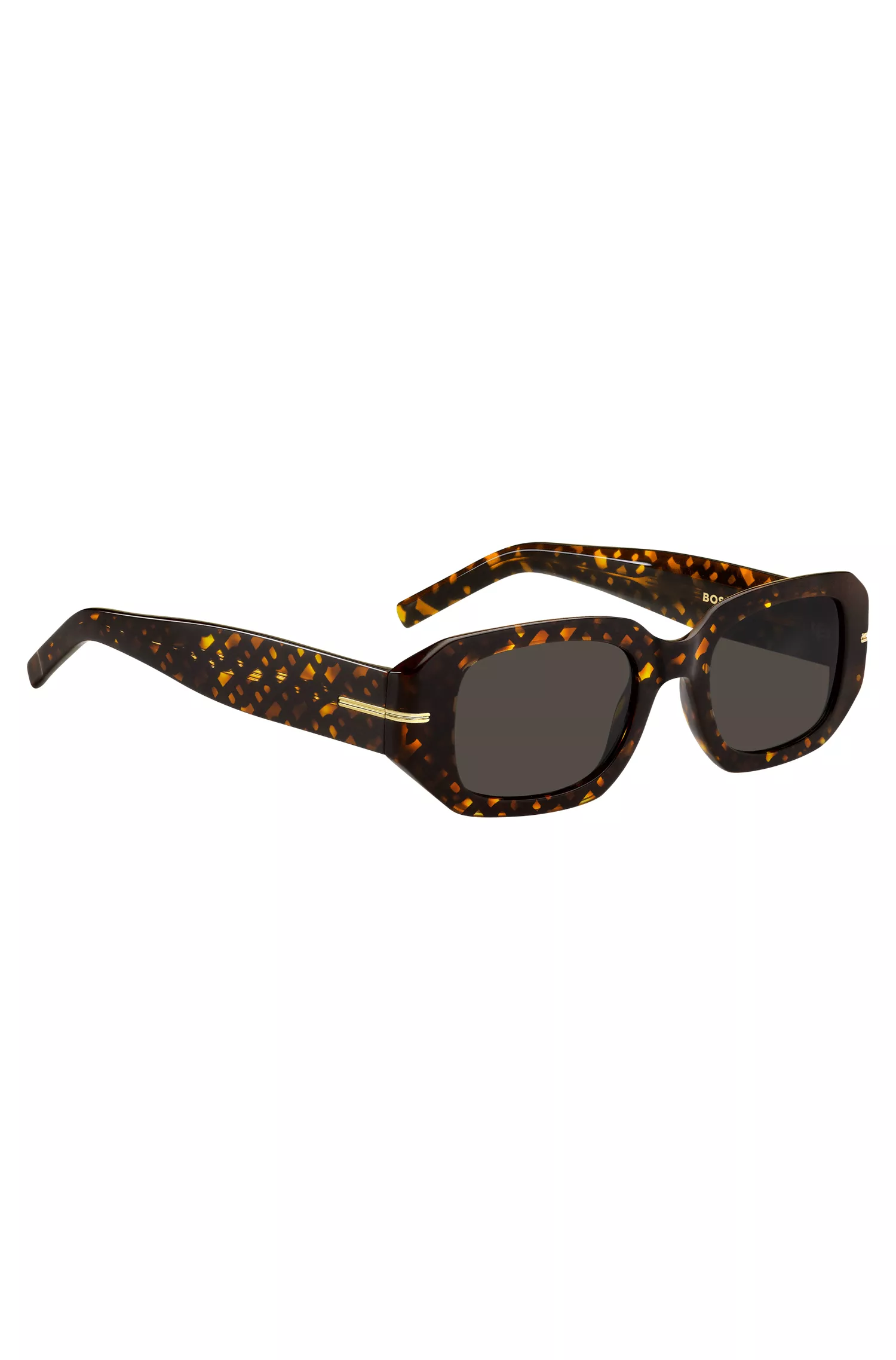 Óculos de sol BOSS em acetato preto com estampa de monograma.