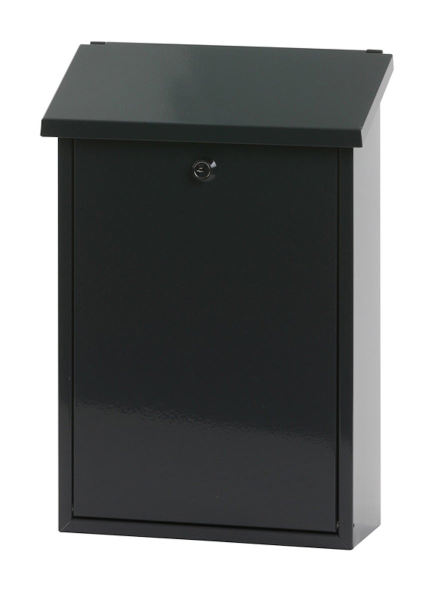 PROREGAL Toledon wandbrievenbus met schuin dak en cilinderslot, HxBxD 40 x 27 x 12 cm, brievenbus 25 x 4 cm, antraciet