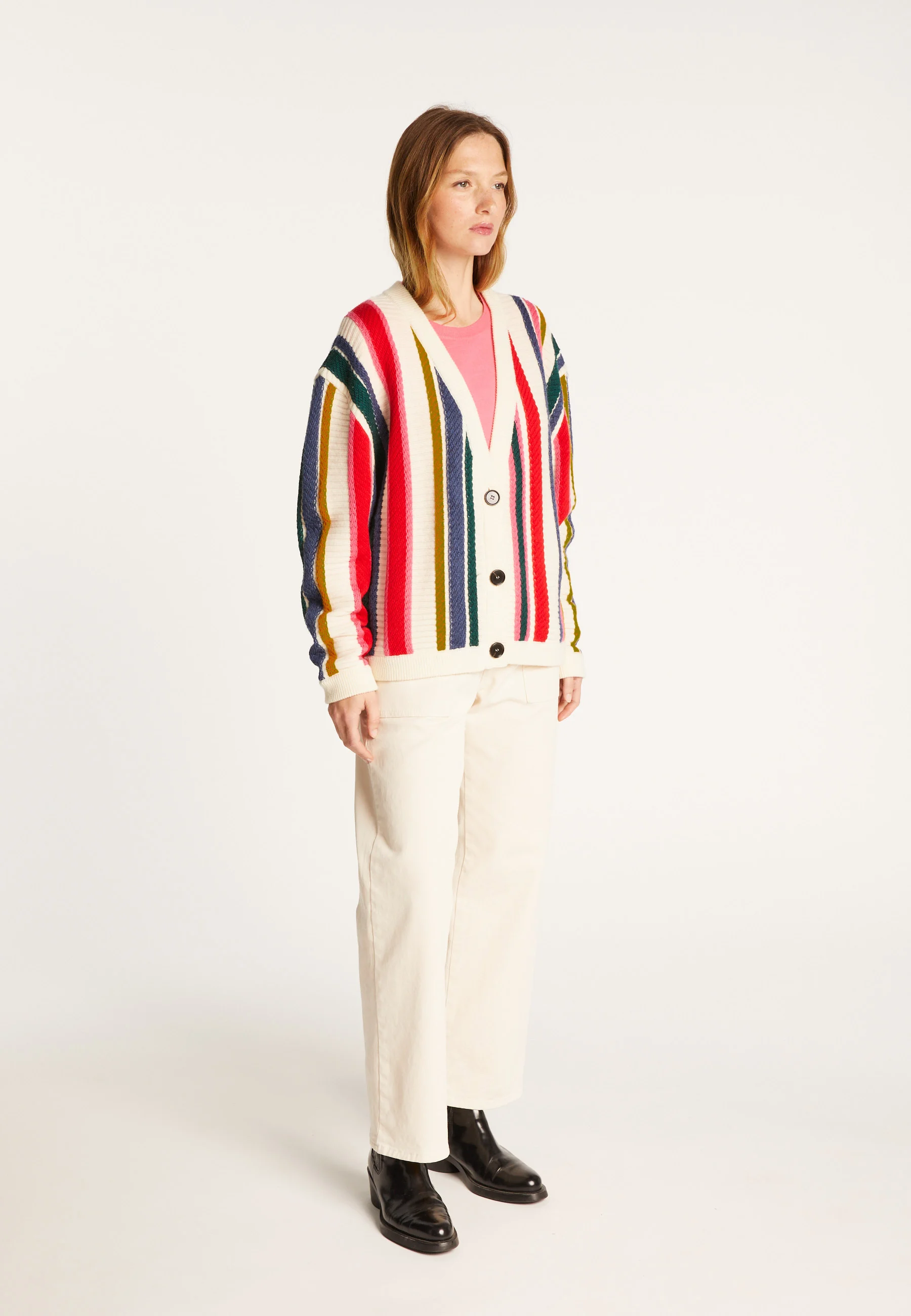 ROMY - Gilet rayures bayadères en laine | Multicolore