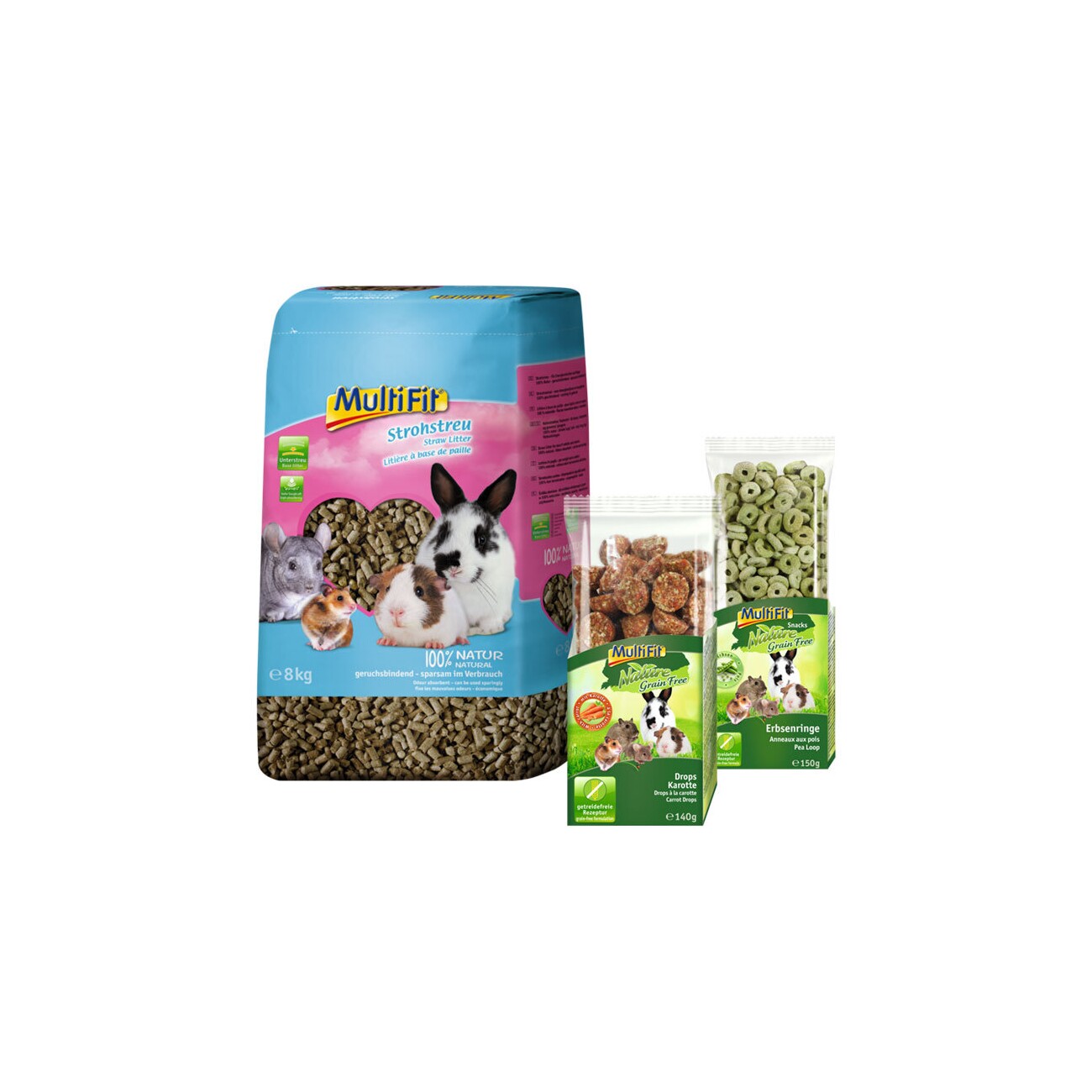 MultiFit Strohstreu Unterstreu + MultiFit Snacks 8,29 kg