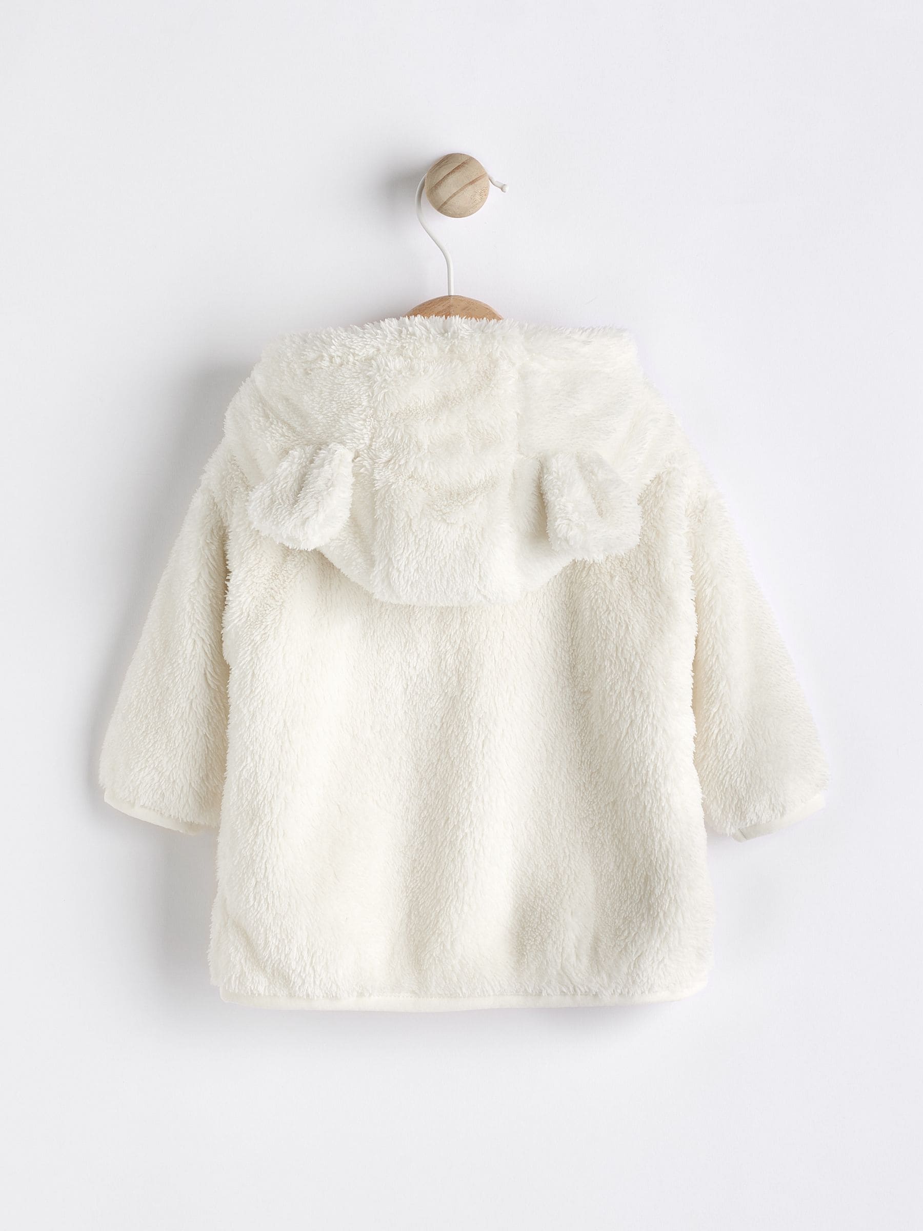 Ecru - Fleece babyjack met capuchon (0mnd-2jr)