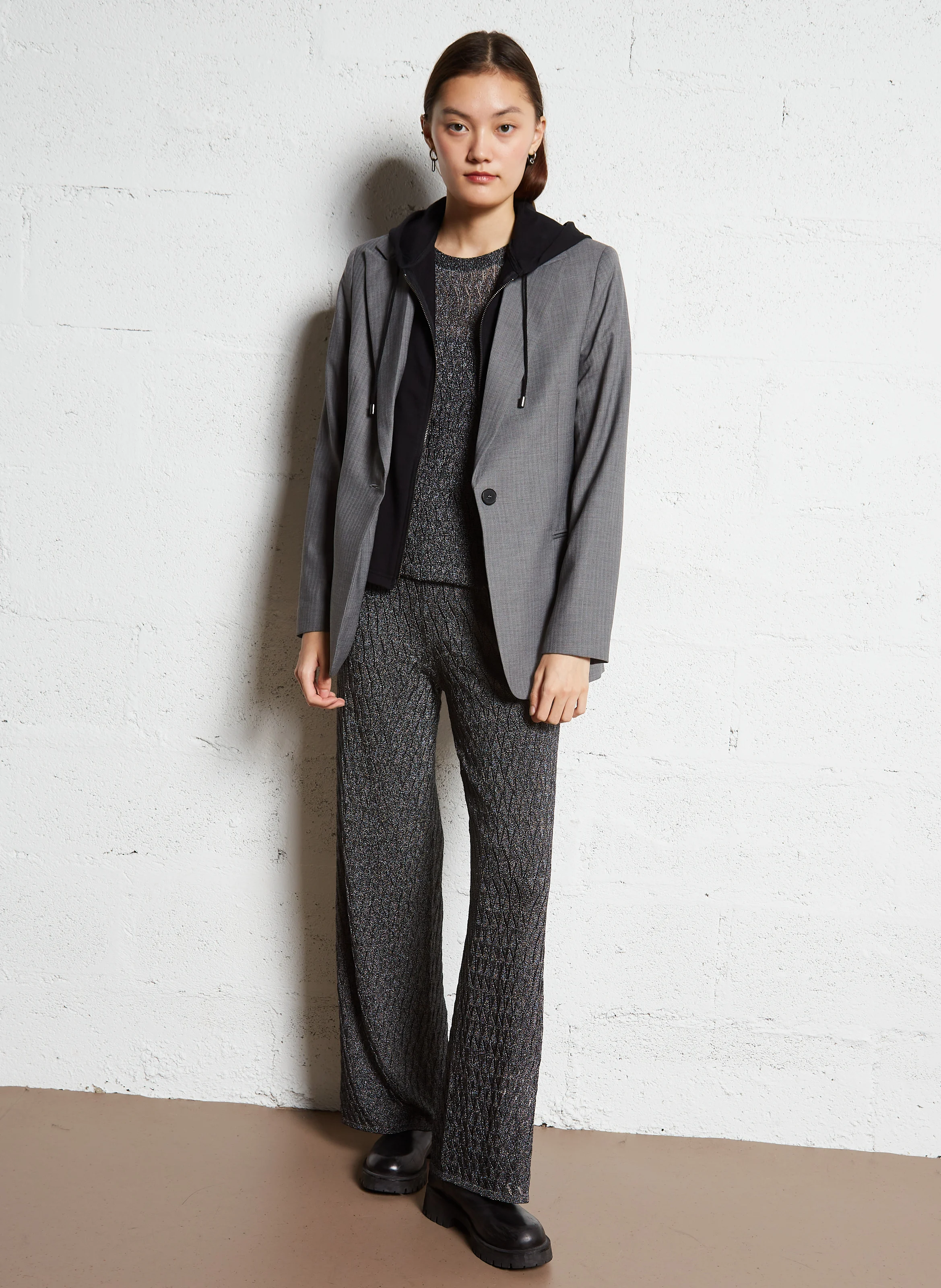 Pantalon large taille haute | Noir
